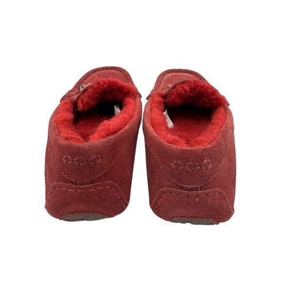 UGG Ansley Charm Gem Red Suede Leather Wool Blend Slip On Slippers 112507 - Picture 7 of 14
